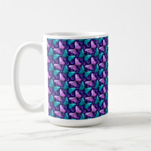 Purple and Teal Butterfly Pattern   Floral Seamles Coffee Mug