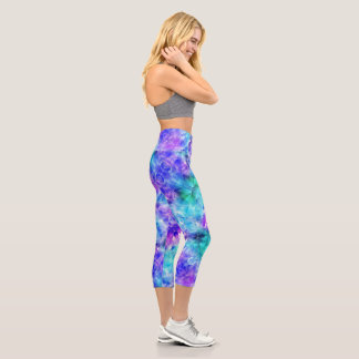 Purple and Teal Crystal - Pretty Capris Leggings