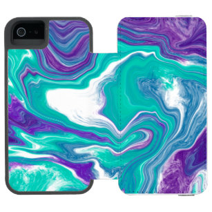 Purple and Teal Fluid Art Marble Art  Incipio Watson™ iPhone 5 Wallet Case