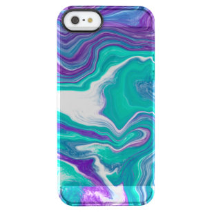 Purple and Teal Fluid Art Marble Art  Clear iPhone SE/5/5s Case