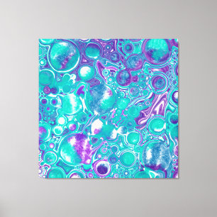 Purple and Teal Fluid Art Marble like  Bubbles Can Canvas Print