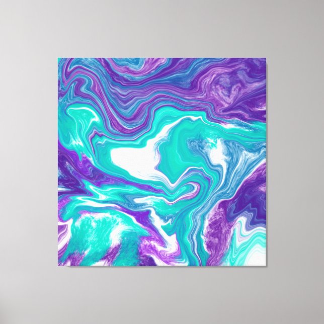 Purple and Teal Fluid Art Marble like  Canvas Prin (Front)