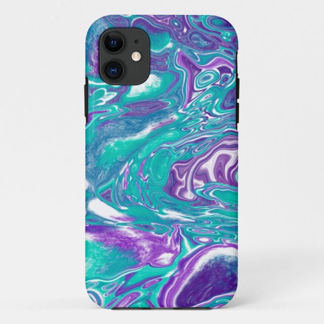 Purple and Teal Fluid Art Marble like Case-Mate iPhone Case (Back)