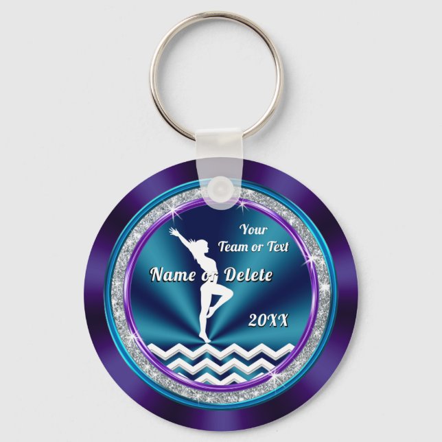 Purple and Teal Gymnastic Gift Ideas for Girls Keychain (Front)