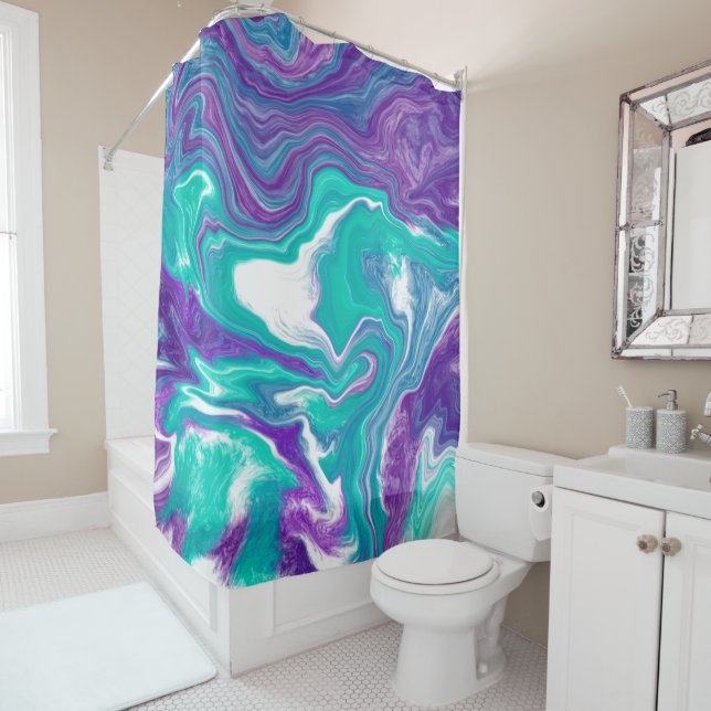 Purple and teal marble fluid art (In Situ)