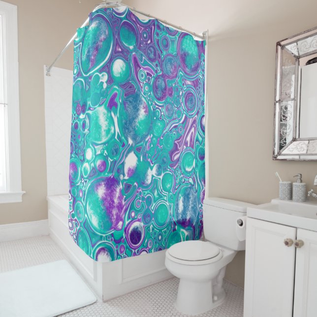 Purple and teal marble fluid art Bubbles (In Situ)