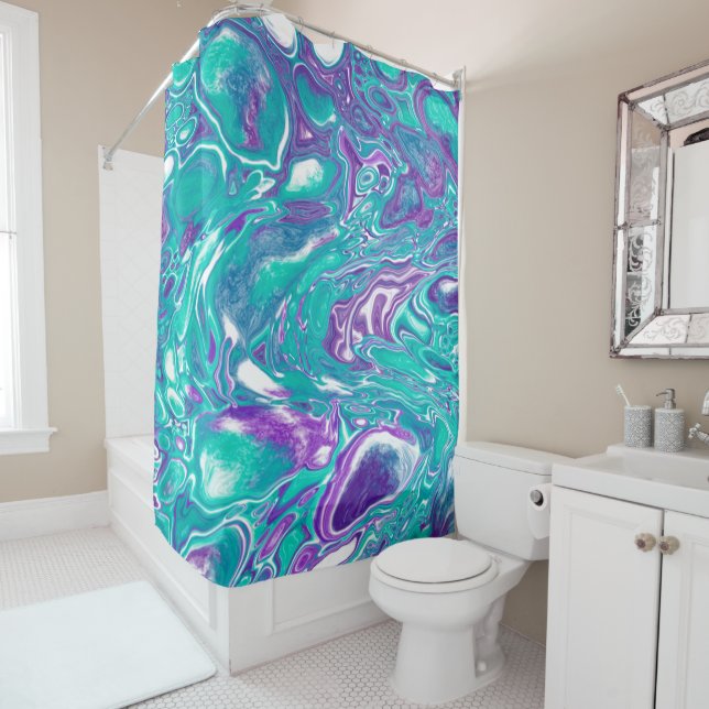Purple and teal marble fluid art cells (In Situ)