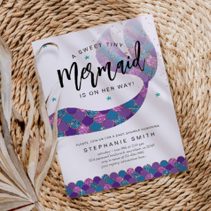 Purple and Teal Mermaid Baby Shower Invitation