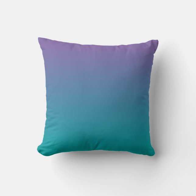 “Purple And Teal Ombre” Throw Pillow (Front)