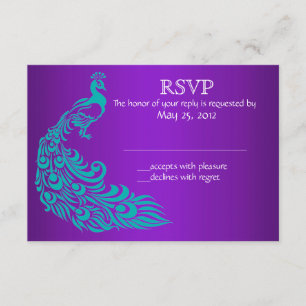 Purple and Teal Peacock RSVP Invitations