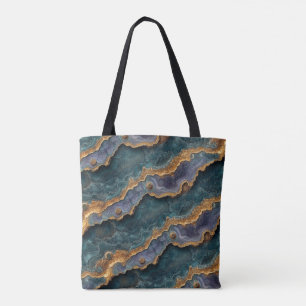 Purple and Teal Rock Interior Pattern Tote Bag