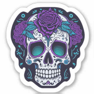 Purple and Teal Sugar Skull 2