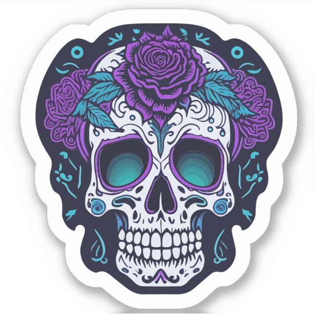 Purple and Teal Sugar Skull 2 (Front)