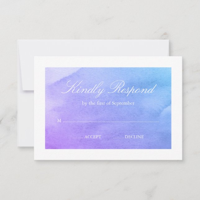 Purple and Teal Watercolor RSVP Card (Front)