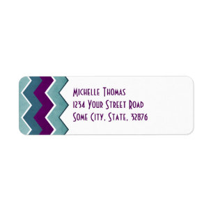 Purple and Teal Zig Zag Pattern return address