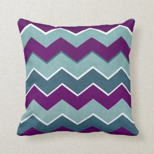 Purple and Teal Zig Zag Pattern Throw Pillow