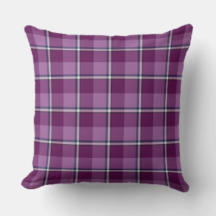 Purple and Trendy Pink Plaid Throw Pillow