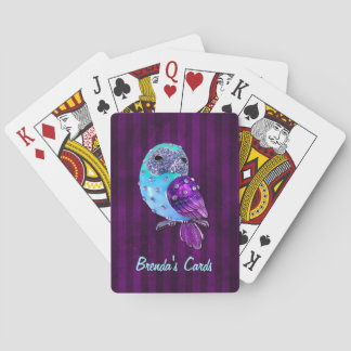 Purple and Turquoise Bejeweled Owl Card Deck
