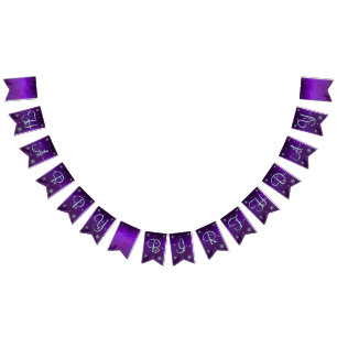 Purple and Turquoise Fairy Birthday Bunting Flags