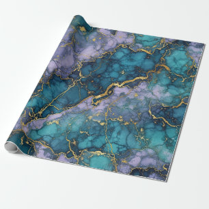 Purple and Turquoise Marble Wrapping Paper