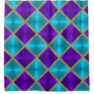Purple and Turquoise Metallic Looking Squares Gold
