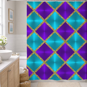 Purple and Turquoise Metallic Looking Squares Gold