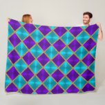Purple and Turquoise Metallic Looking Squares Gold Fleece Blanket<br><div class="desc">Designs by Umua. Printed and shipped by Zazzle or their affiliates.</div>