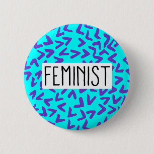 Purple and Turquoise Pattern Feminist Button