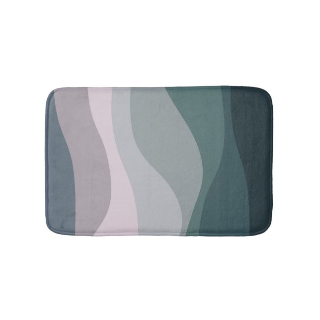 Purple and turquoise retro style waves decoration bath mat (Front)