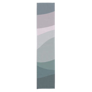 Purple and turquoise retro style waves decoration short table runner