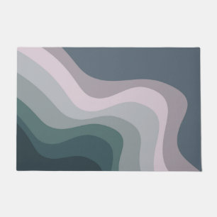 Purple and turquoise retro style waves doormat