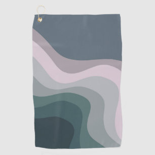 Purple and turquoise retro style waves golf towel