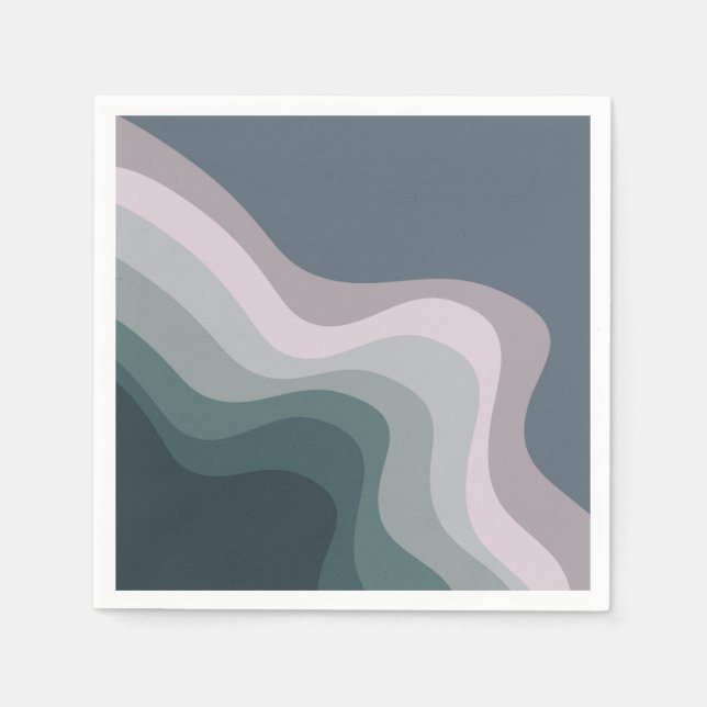 Purple and turquoise retro style waves napkin (Front)