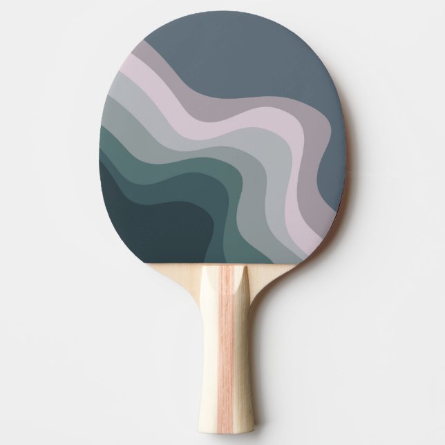 Purple and turquoise retro style waves ping pong paddle (Front)