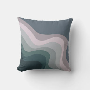 Purple and turquoise retro style waves throw pillow