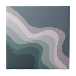 Purple and turquoise retro style waves tile