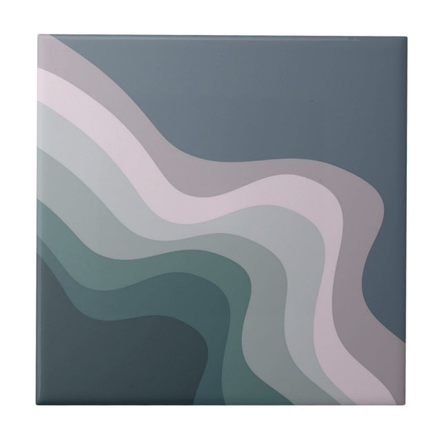 Purple and turquoise retro style waves tile (Front)
