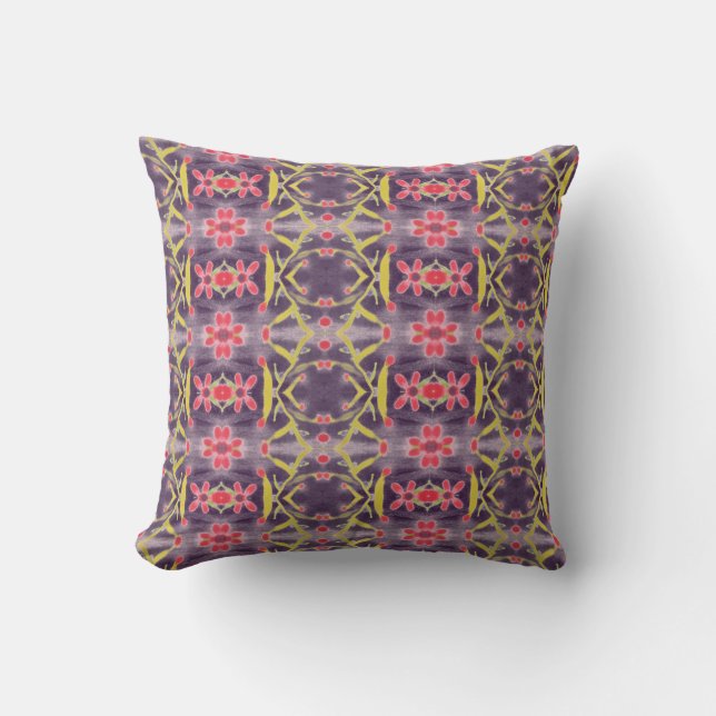 Purple And Turquoise  Reversible Pillow (Front)