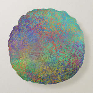 Purple and turquoise texture round pillow