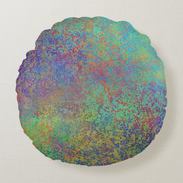 Purple and turquoise texture round pillow (Front)