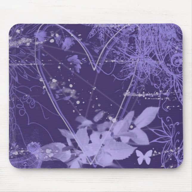 Purple and violet abstract heart mousepad (Front)