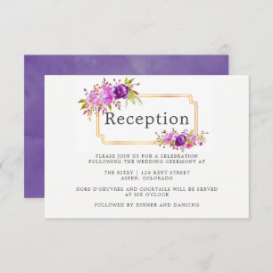 Purple and Violet Floral Wedding Reception Invitation
