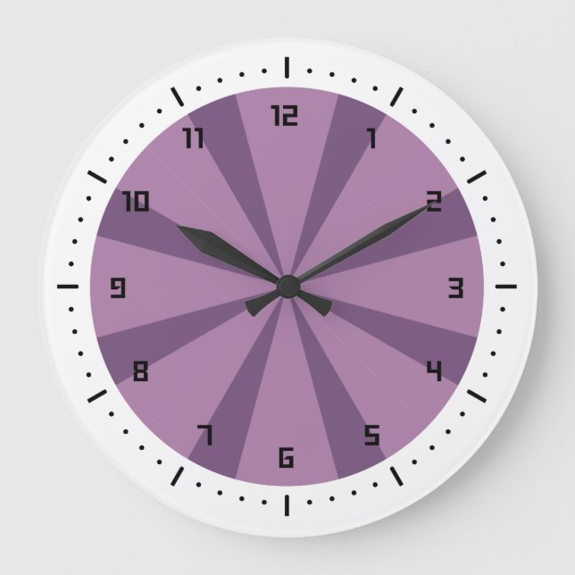 Purple and Violet sunburst Large Clock (Front)