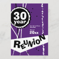 Purple and White 30 Year Class Reunion Invitation