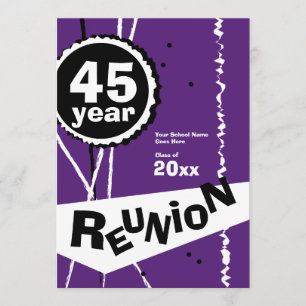 Purple and White 45 Year Class Reunion Invitation