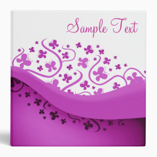 Purple and White Abstract Butterflies Binder