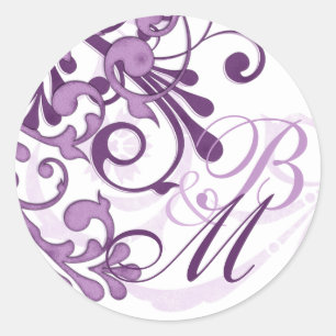 Purple and White Abstract Floral Envelope Seal