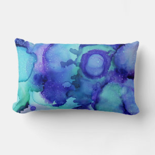 Purple and white abstract painting lumbar pillow