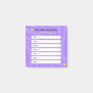 Purple and White Abstract Shapes Weekly Schedule Post-it Notes