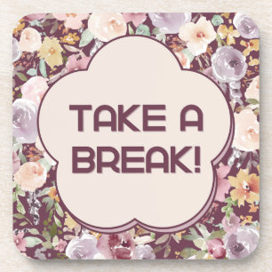 Purple and White Aesthetic Flower Coaster